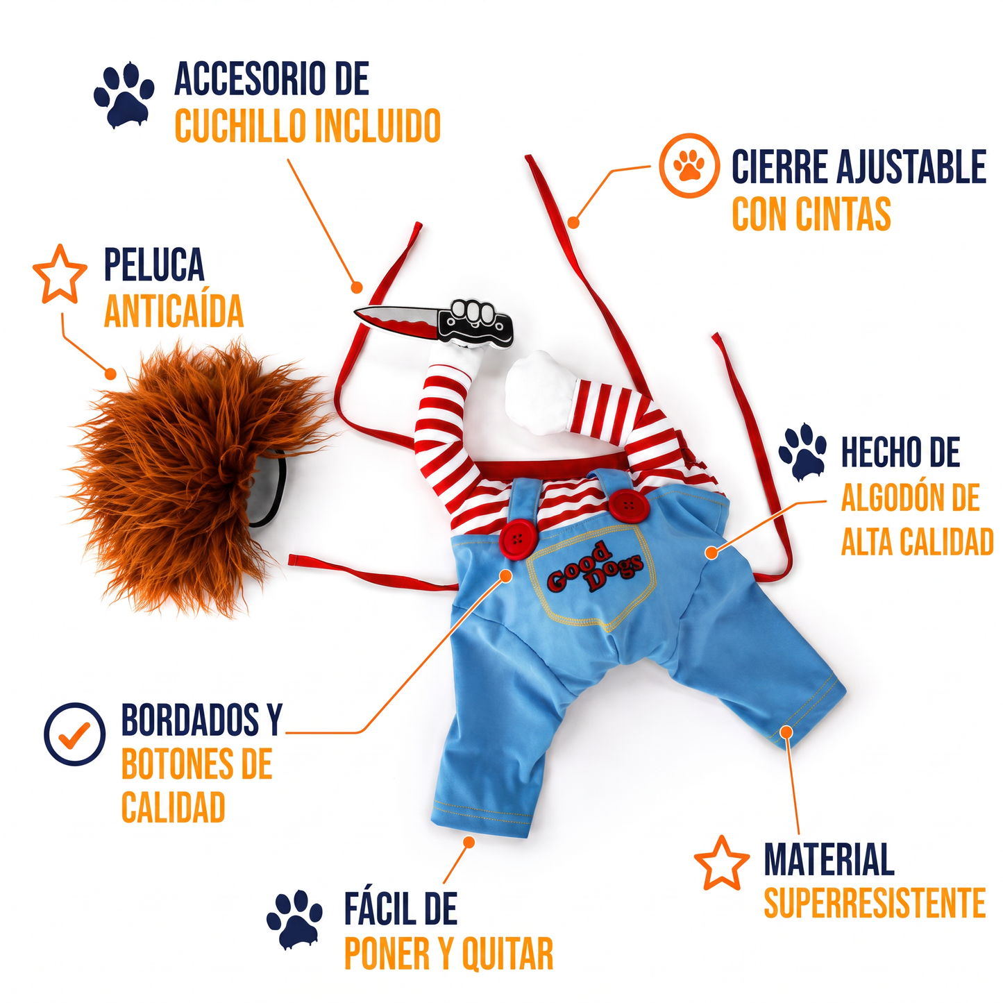 Disfraz Muñeco Asesino para Mascotas