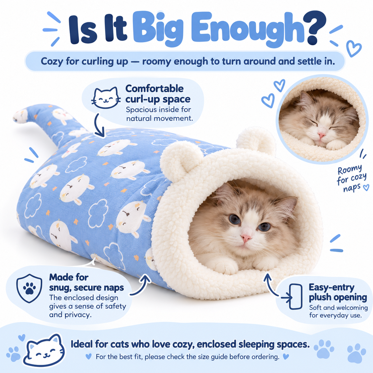 Cozy Sleeping Bag for Cats & Small Dogs